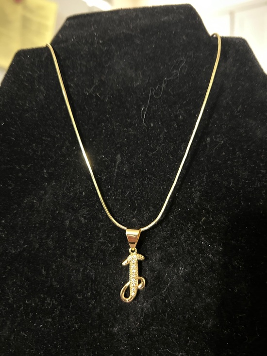 Fashion Jewelry Gold Script 'J' Pendant Necklace - Picture 3 of 3
